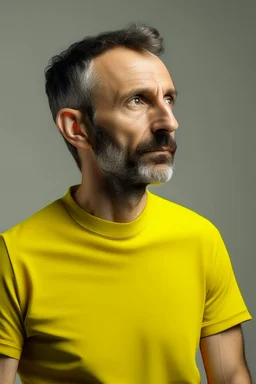 man with yellow shirt