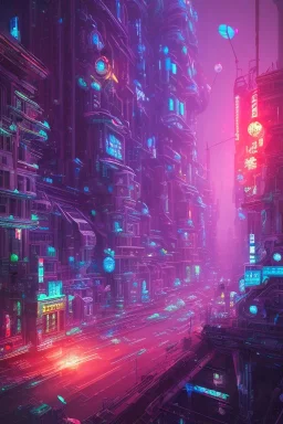 He world is falling apart and you like that,robot city, 3d ambient,3d depth, neon light,incredible, realistic, incrate detail