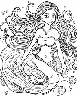 simple mermaid coloring page