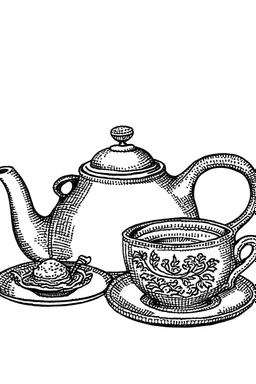 Coloring page teapot and teacup
