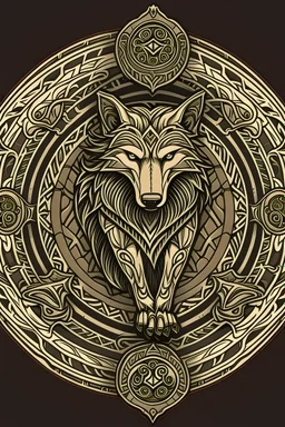 Celtic style shield with wolf
