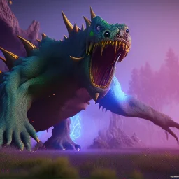 Giant Monster like creatures, Ultraviolet dimension, unreal engine 5, 8k resolution, attractive, realistic, ultra detailed