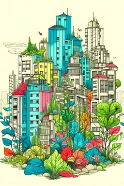 city , plants , colours , beautiful, drawing , eco