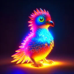 luminescent neon A cute adorable baby phoenix made of crystal with low poly eye's highly detailed intricated concept art trending artstation 8k