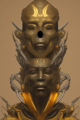 Anunnaki black male African Egyptian alien, cracks in the voodoo head, wicked, eyes, Elephant, 8k, finely detailed, photo realistic, tiger turquoise skull head gold dragon helmet space alien silver surfer skeleton gold olmec silver crown silver eyes