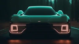 photo of a minimalist futuristic transparent car, forestpunk, muted tones, neon --ar 16:9 --v 5.2 --style raw
