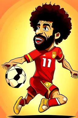 Mohamed Salah Egyptian soccer player goal on Jupiter cartoon 2d