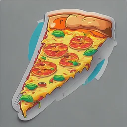 pizza slice, sticker, caricature