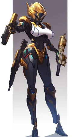 a beautiful robot gold. gun arm