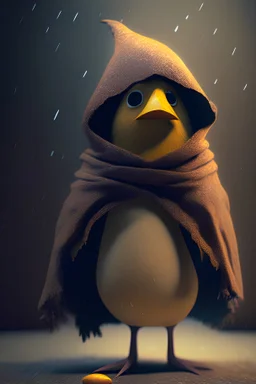 A European Robin Bird in the style of little nightmares