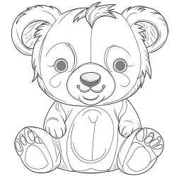 outline art for cute baby bear coloring page for kids, white background, sketch style, full body, only use outline, cartoon style, clean line art, no shadows, clear and well outlined