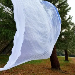 Fabric loosely wrapped around tree