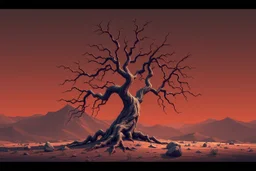 Concept art of an alien dead tree, no background, low poly, retro graphics