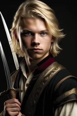 young blond adult royal swordsman