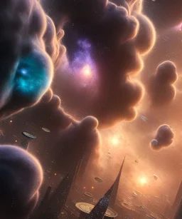 Highly-intricate, close-up detailed City of Tokoyo inside a bubble floating in space, nebula cloud background, galaxy, 8k resolution, high-quality, fine-detail, intricate, digital art, detailed matte, volumetric lighting, illustration, 3D octane render, brian froud, howard lyon, selina french, anna dittmann, annie stokes, lisa parker, greg rutowski