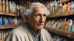 elderly male market trader selling many different types of toothbrush, showing his head and upper body, perfect eyes, perfect anatomy, exquisite composition, beautiful detailed intricate detailed octane render, 8k artistic photography, photorealistic, soft natural volumetric cinematic perfect light, chiaroscuro, award-winning photograph, masterpiece, raphael, caravaggio, bouguereau