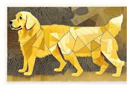 style of paul klee Golden retriever dog