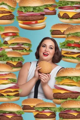 Ultra realistic photo american fat woman eating burger , practicality,manufacturability,performance,detailed (((realism, realistic, realphoto, photography, portrait, , realistic, art images full hd, 8k, highest quality,
