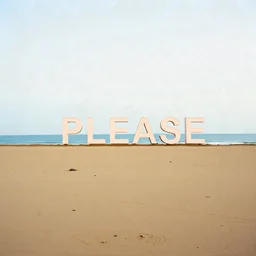photograph, the word 'PLEASE' in the style of photographer Brett Stanley