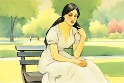 a woman sitting in a park by artist "Amedeo Bocchi"