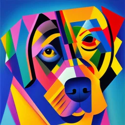 Cubist painting of humans and dogs standing next to each other in different colors and sizes, Cubist painting by Kees Maks, featured on dribble, informal art, cubism, picasso, art on instagram