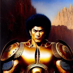 portrait of 'Akashachi-Fist of the North Star',ancient metal armor , painting by gaston bussiere, greg rutkowski, yoji shinkawa, yoshitaka amano, tsutomu nihei, donato giancola, tim hildebrandt, oil on canvas, cinematic composition, extreme detail,fit full head inside picture,16k