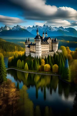 château Neuschwanstein, forêt, lacs, extraordinaire point de vue,