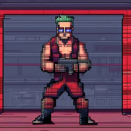 A pixel art cyberpunk version of the best football predictor master pundit master nerdy red battle hardy soldier