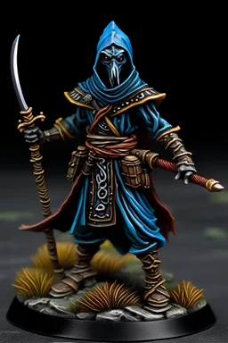 Blind elf swordsman cloth covering eyes canesword