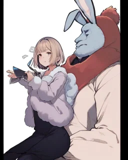 tavşan kostümlü tehlikeli adam ve kısa saçlı kızı adam kızına bıçak veriyor