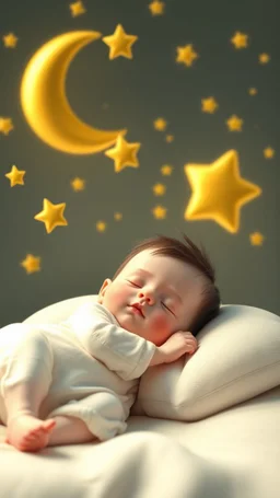 A baby Sleeping and dreaming sweet dreams in 3D