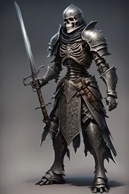 dark age armored skeleton knight with sword