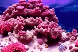 spaceship megastructure with tentakel Coral plants growing out of it over a rocky desert with pink crystals