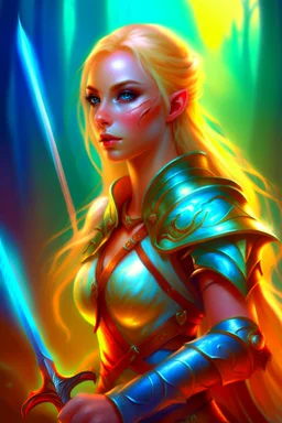 pretty woman, warrior, elf, blonde hair, fantasy, Skyrim, fighter, sword, elder scrolls, young