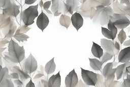 hojas de arbol de tonos grises y claros sobre un fondo blanco dentro de un marco