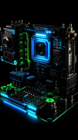 Picture a mythical creature forged from the components of a motherboard, with glowing eyes and metallic scales shimmering in the light, embodying the strength and innovation of the best gaming motherboard.pasport size