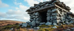 A forgotten horg under open sky — stones piled by hands long gone, holding silence and memory. Moss, ash, and cold wind. The land remembers.