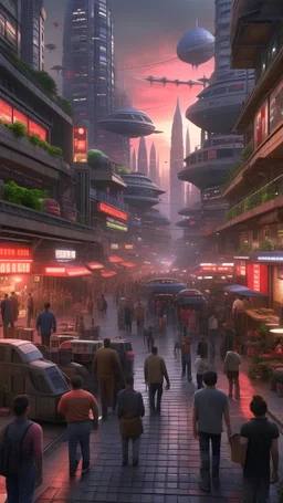 busy modern alien city, market, star wars, 4k photo, hyperrealistic