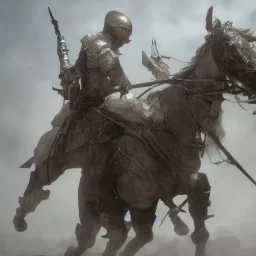 armored iranian cavalry warrior , atmospheric, realistic, unreal engine, cinematic lighting, octane render.