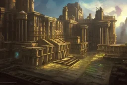 video game level design, sci-fi, latin architecture, cinematic, concept art