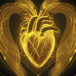 electric heart in golden tapestry