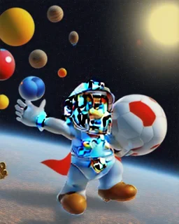 super mario in spacesuit, with planets, 8k, realistic