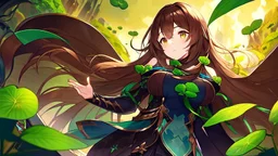 rave poster with Four-leaf clover catear girl brown hair