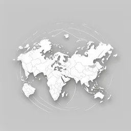 Logo white, map of the world, simple sketch, transparent background