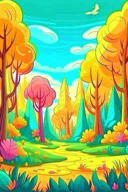 Cartoon forest in wonderful colors