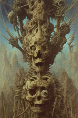 An incredibly creepy detailed masterpiece collaborative painting by Max Ernst, Roger Dean, Leonardo da Vinci, ornate, detailed, high resolution, polaroid, intricate, volumetric light