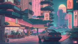 soothing 80s Japanese city ,