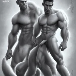  muscular sexy werewolf Dilf with white fur