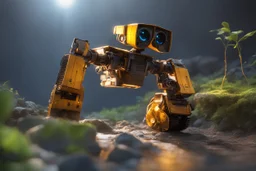 Machine in 8k WALL-E model with 8k solo leveling shadow artstyle, anime them, neon water, full body, intricate details, highly detailed, high details, detailed portrait, masterpiece,ultra detailed, ultra quality