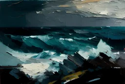 Seascape in the style of Chris Bushe and Frank Auerbach